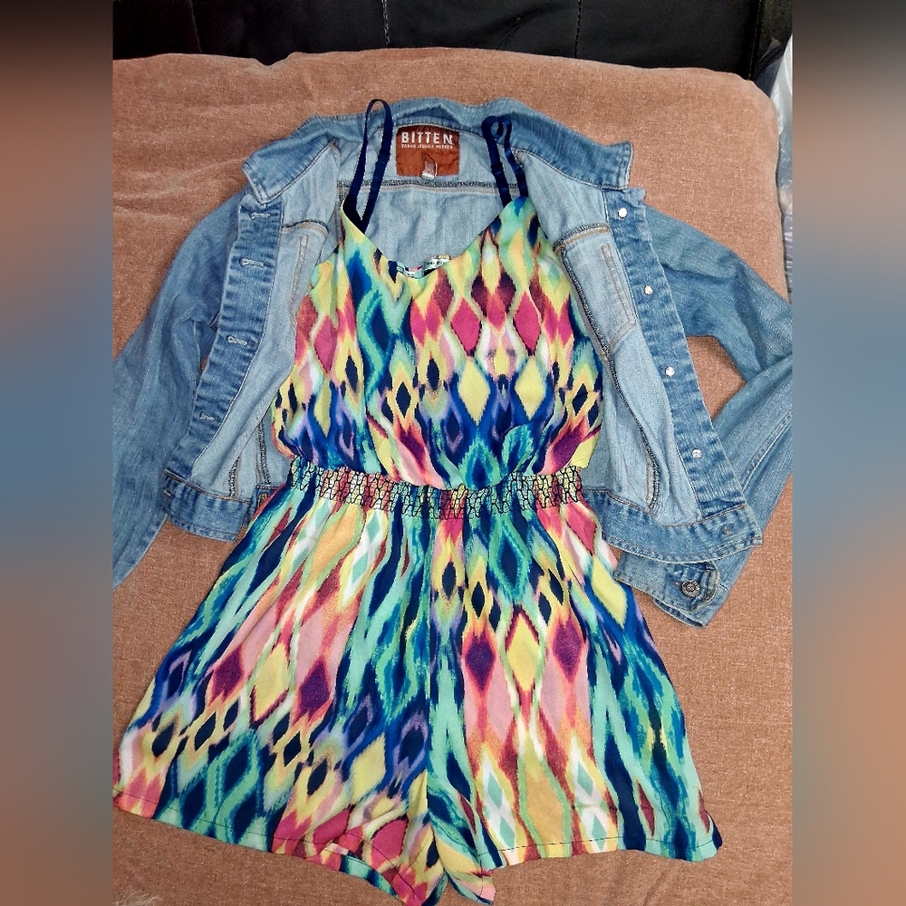 Maurices Multicolor Patterned Romper - image 9